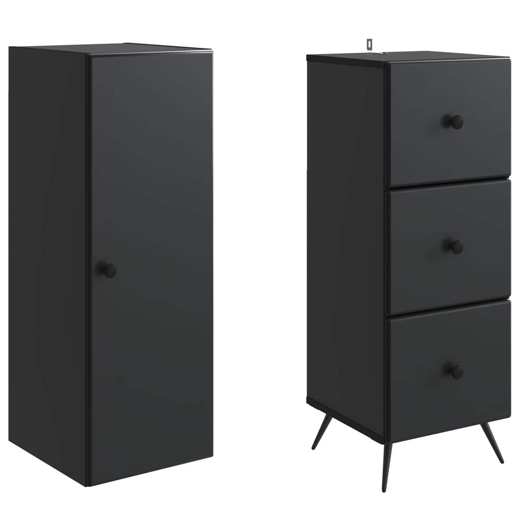2 Piece Cabinet Set Black 34.5 X 34.5 X 90 Cm Engineered Wood