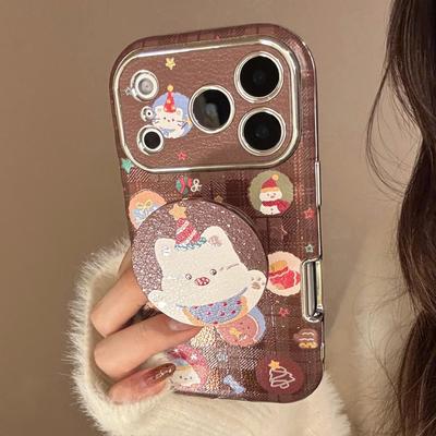 Christmas Cartoon Dog Holder Phone Case Suitable for iPhone 16, iPhone 17, iPhone 17 Pro Max