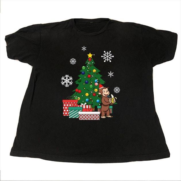 Любопытный Джордж Вокруг Рождественской Елки Подарок Для Фанатов Унисекс S-5XL Футболка DO259 Унисекс Футболка XXXXL