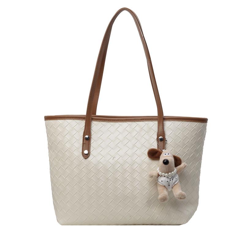 Large-capacity Woven Tote Bag Women's 2025 New Fashion Explosion Shoulder Bag Simple Texture Work Commuter Bag