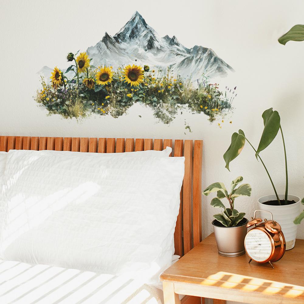 Simple Mountain Sunflower Bedroom Living Room Home Background Beautification Decoration Wall Stickers