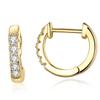 Gold-plated Silver Earrings, Classic Hoops with Crystals, 925 Silver Clasps, Size L