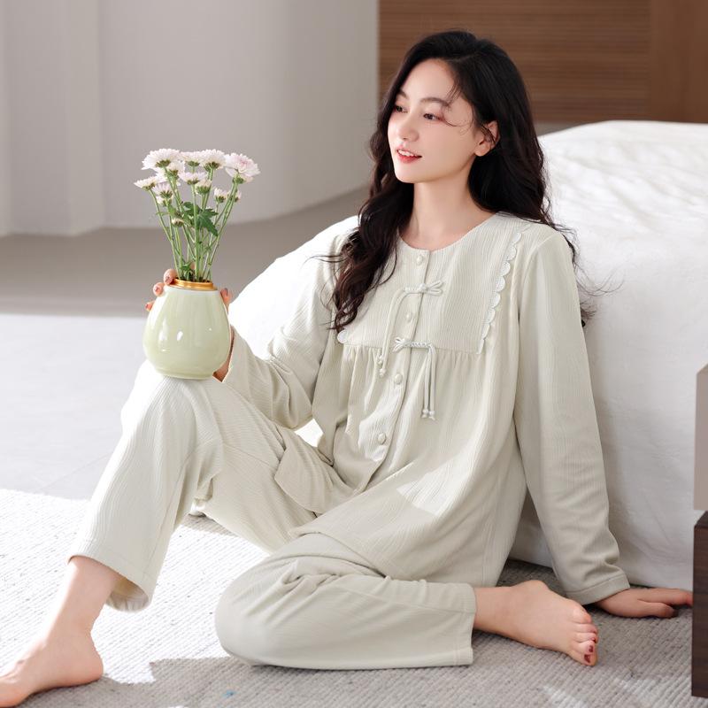 Island Fleece Pajamas Women'S Autumn And Winter Coral Fleece Long-Sleeved Winter Thin Fleece Loungewear Set
