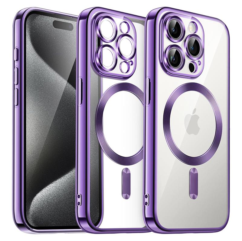 Magnetic Plating Case For iPhone 16 15 14 Plus 13 12 11 Pro Max Camera Lens Protector Glass For Magsafe Wireless Charger Cover