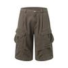 XBRO American Retro Pleated Summer Scimitar Loose Shorts Cargo Pants Cropped Pants Multi-pocket Men's and Women's Wide-leg Pants