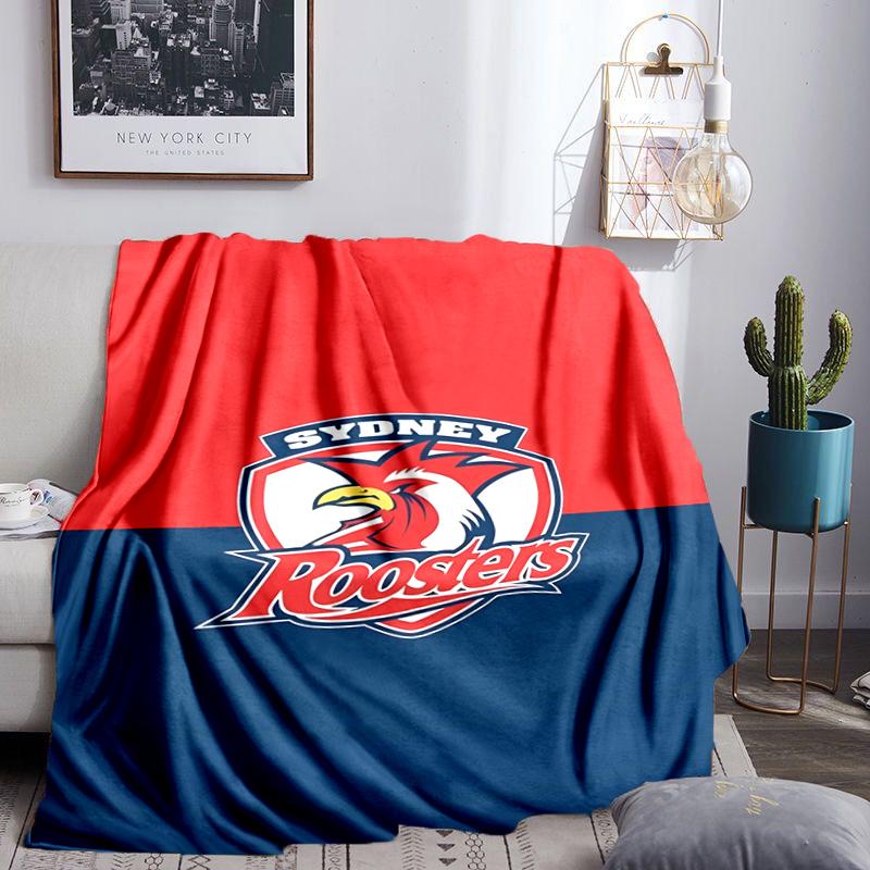 Sydney Roosters Team Spirit Blanket Flannel Throw for Sofa, Indoor, Camping, Living Room, Office, Chair, And Bed Soft Birthday Gift