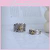 Unique Geometric Copper Starburst Ring Fashionable Vintage Adjustable Women's Accessory