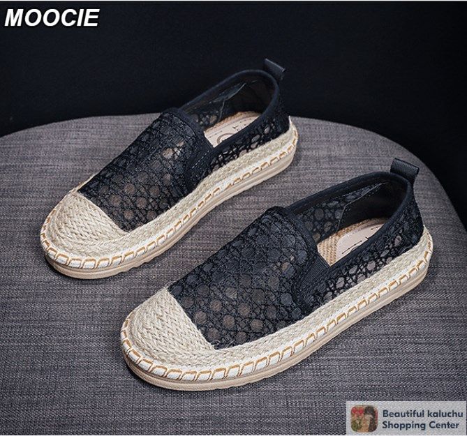 

Fashionable Women s - Hollow Canvas Shoes Flat Shoes For Women 35 чорний