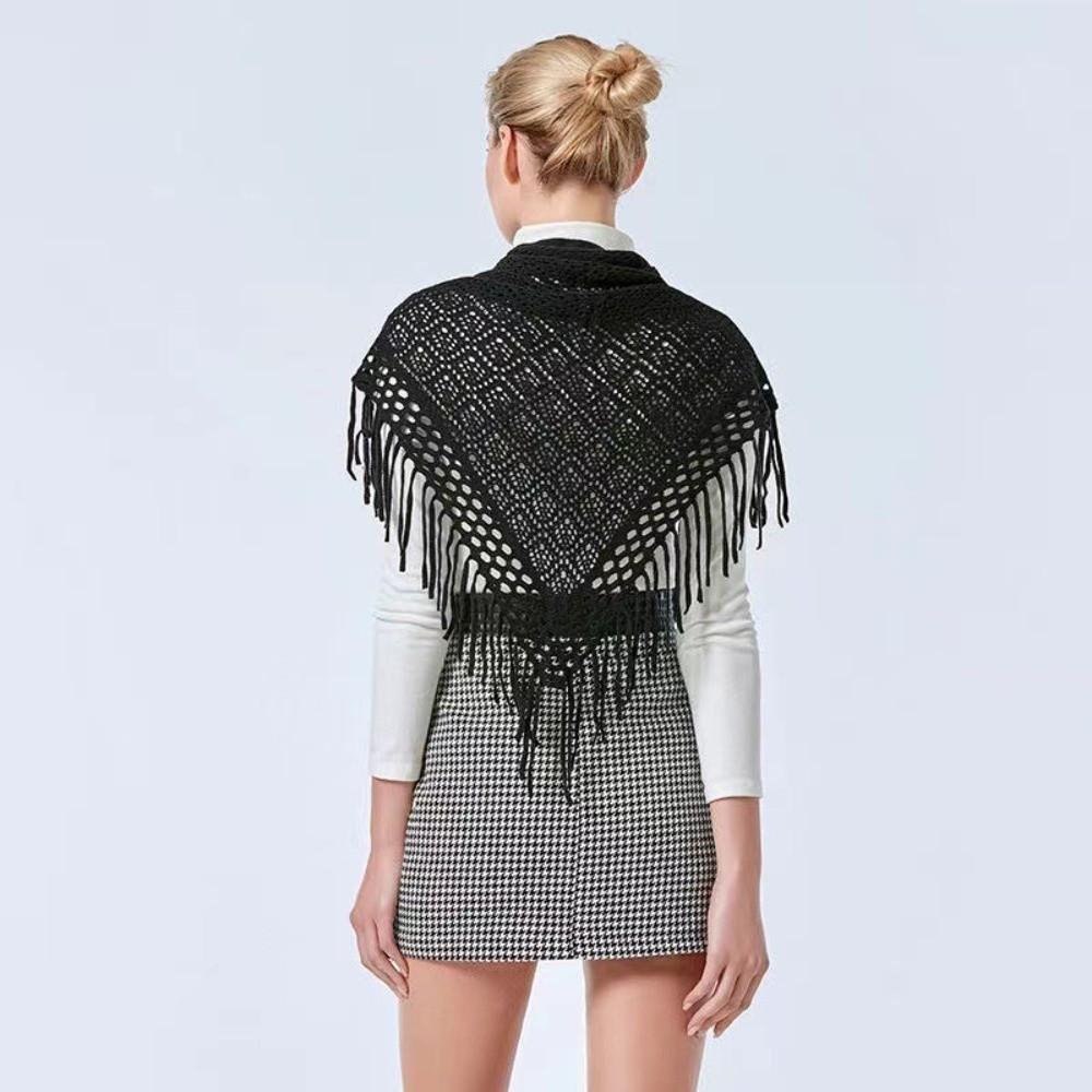 Retro Quasten Schals Vielseitige Damen Schals Trendige Strickschals für Damen