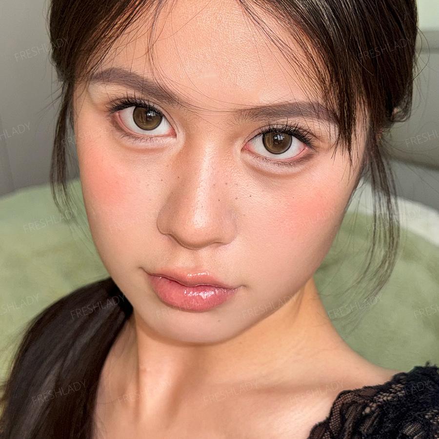 FreshLady 1 Pair 2pcs 14.20mm Natural Brown Colored Contact Lenses, Yearly Disposable 40% Water Contact Lenses