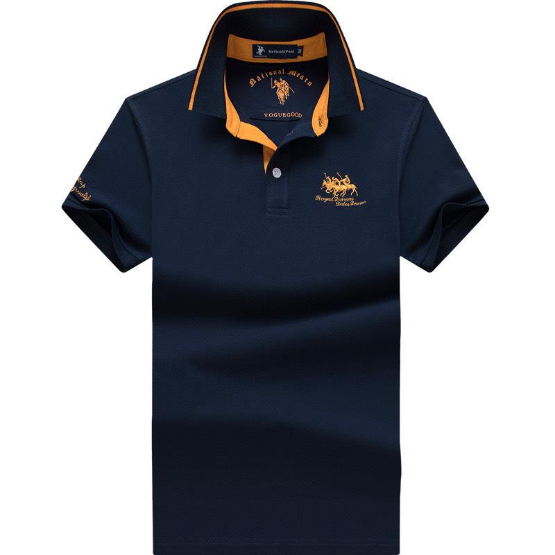 The BAY Heren Zomer High-End Poloshirt: Korte mouw, puntkraag, losse pasvorm, grote maat, trendy mode. 2XL 165-180 lbs