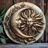 Vintage Sonne Mond Wandkunst Metall Relief Dekor Aluminium Heimbüro