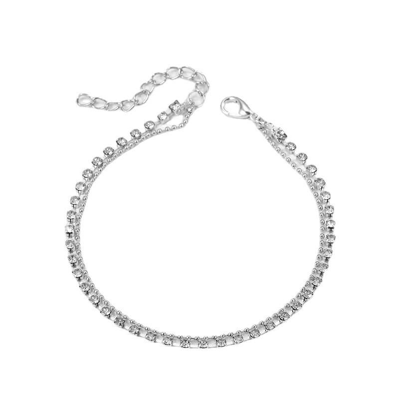 Multi Layered Ankle Chains Summer Beach Ankle Chains Street Photos Metal Chains Round Bead Chains Sparkling Diamond Ankle Chains