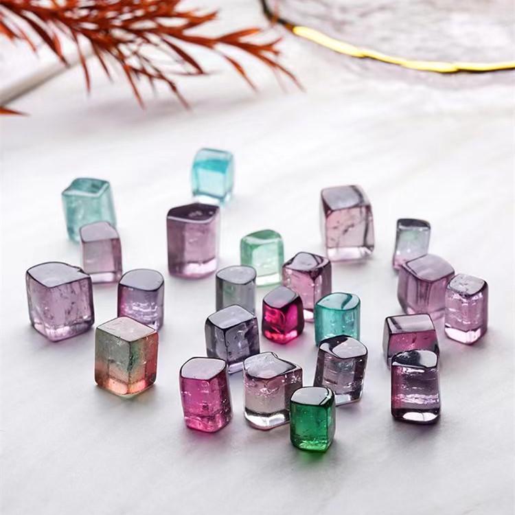 Colorful Natural Tourmaline Multi-Strand Bracelet - Rainbow Watermelon Ice Cream Macaron Design Wholesale