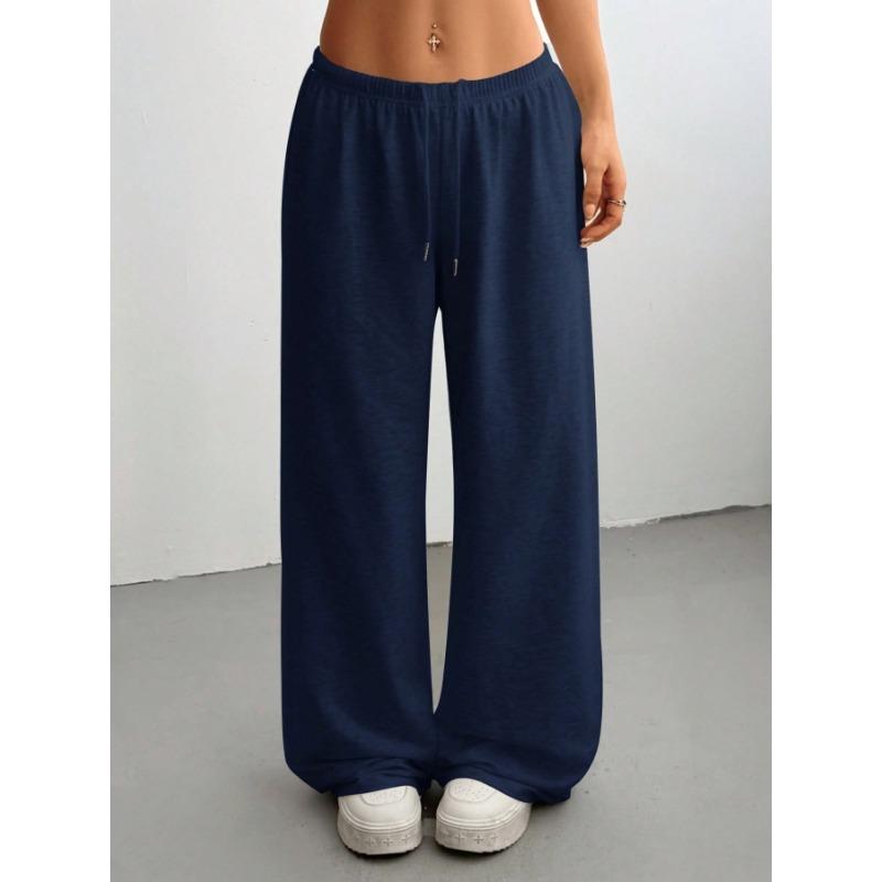 Women S Casual Wide Leg Loose Fit Solid Color Sports Sweatpants