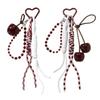 Fashionable Cherry Keychain For Daily Use Soft Braided Rope With Alloy Detail Bead Bag Charm Key Holder Bags Pendant