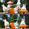 Mignon Carotte Champignon Dessin Animé Lapin Mini Modèle Décoration de Bureau Ensemble d'Ornements Pour Enfants et Collectionneurs