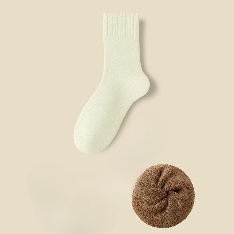 Men in Autumn and Winter with Velvet and Thick Warm Wool Ring Cotton Sweat Absorber Home Sleep Tube Socks