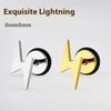 2Pc 16G Stainless Unisex Flat Back Lightning Bolt Stud Earring, High Polished Stainless Steel Cartilage Tragus Helix Earrings