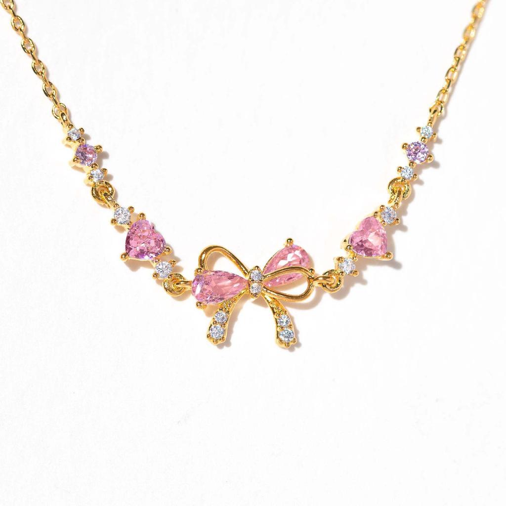 Ins Style Heart Zircon Bowknot Bracelet - Cute, Sweet Jewelry for Women, Perfect Valentine's Day Gift.