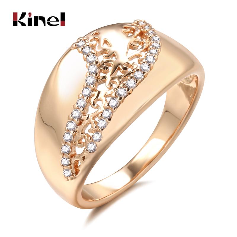 Luxury  Rose Gold Ethnic Bride Wedding Ring Natural Zircon Weaving Patterned Queen Crown Ring For Women Vintage Jewelry