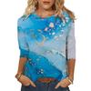 Fashion Women's Spring Printed Mid-length Sleeves Crew-Neck  Casual Tee Tops