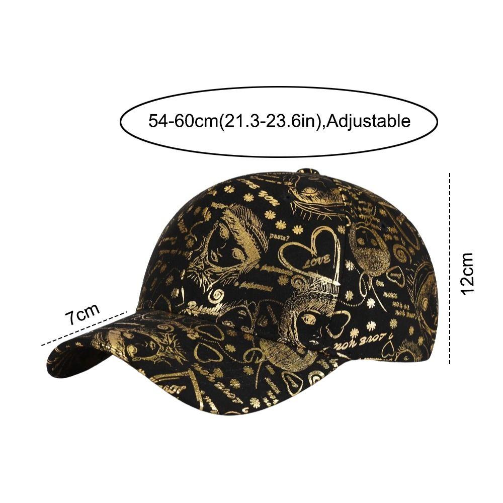 Golden Sketch Print Graffiti Baseball Cap Cotton Adjustable Baseball Hats Hip Hop Curved Brim Sunshade Hats For Man Women Unisex