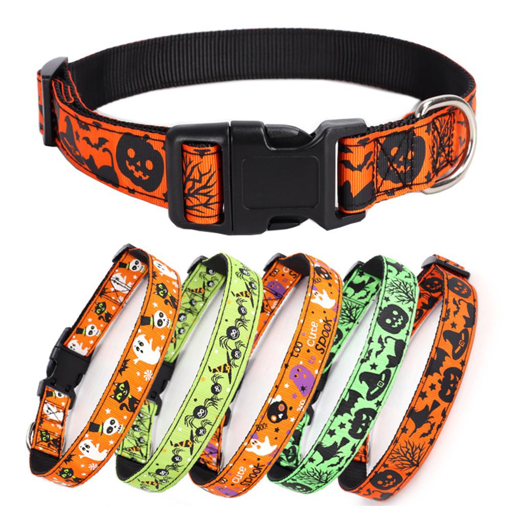Orange Nylon Halloween Dog Collar Small Medium Large Pet Puppy Collar Adjustable