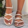 Women Sandals Ladies Flat Heels Clip-toe Casual Rome  Summer Cross Narrowband Ankle Buckle Strap Female Beach Shoes