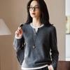 Women's V-Neck Color Block Wool Sweater: Autumn/Winter Fake Two-Piece Knit Design