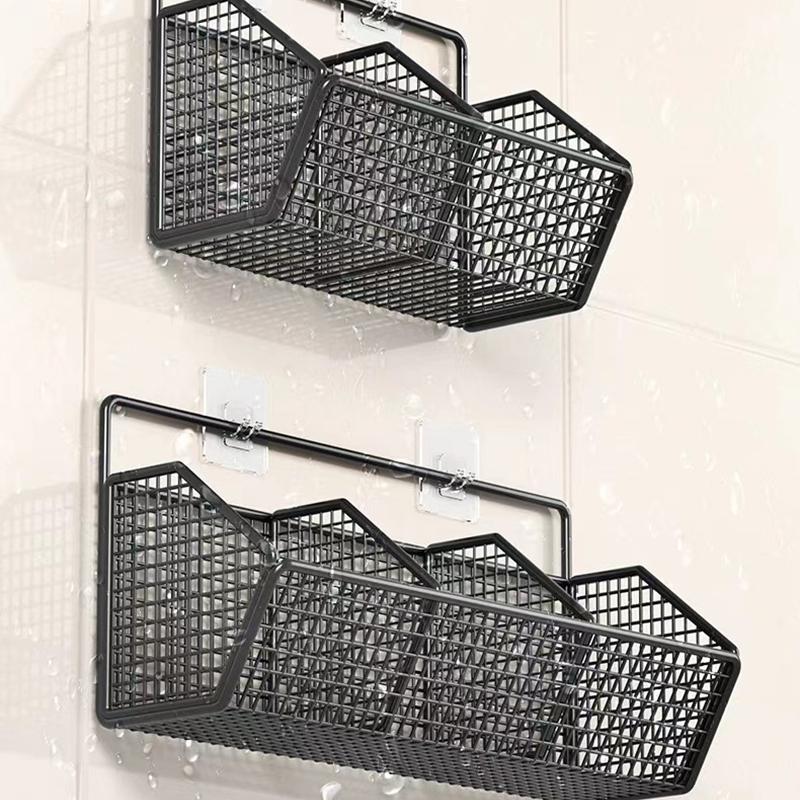 Wall-Mounted Green Onion Ginger Garlic Storage Rack Punch-Free Kitchen Multi-Functional Basket Organizer for Spices And Herbs