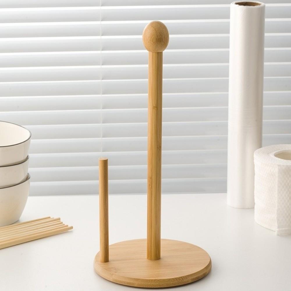 Minimalist Paper Towel Holder Bamboo Tissue Stand Multipurpose Vertical Paper Holder  Bathrooms