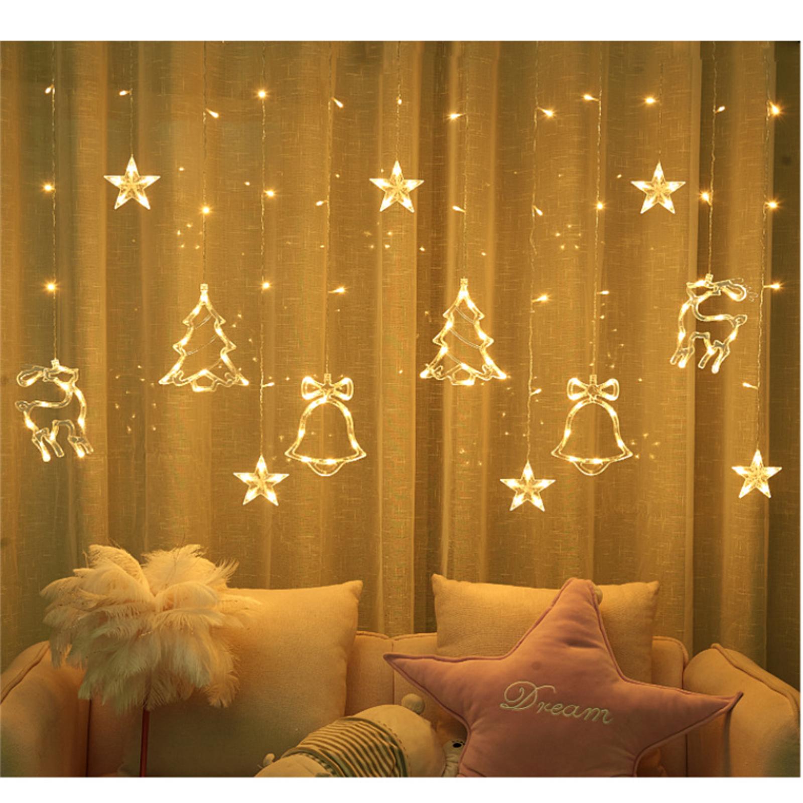 

5w 120 LEDs Christmas String Lights 3000K IP44 Waterproof Battery Powered Curtain Lights Suitable For Weddings New Year Parties Holiday Decorations Warm color