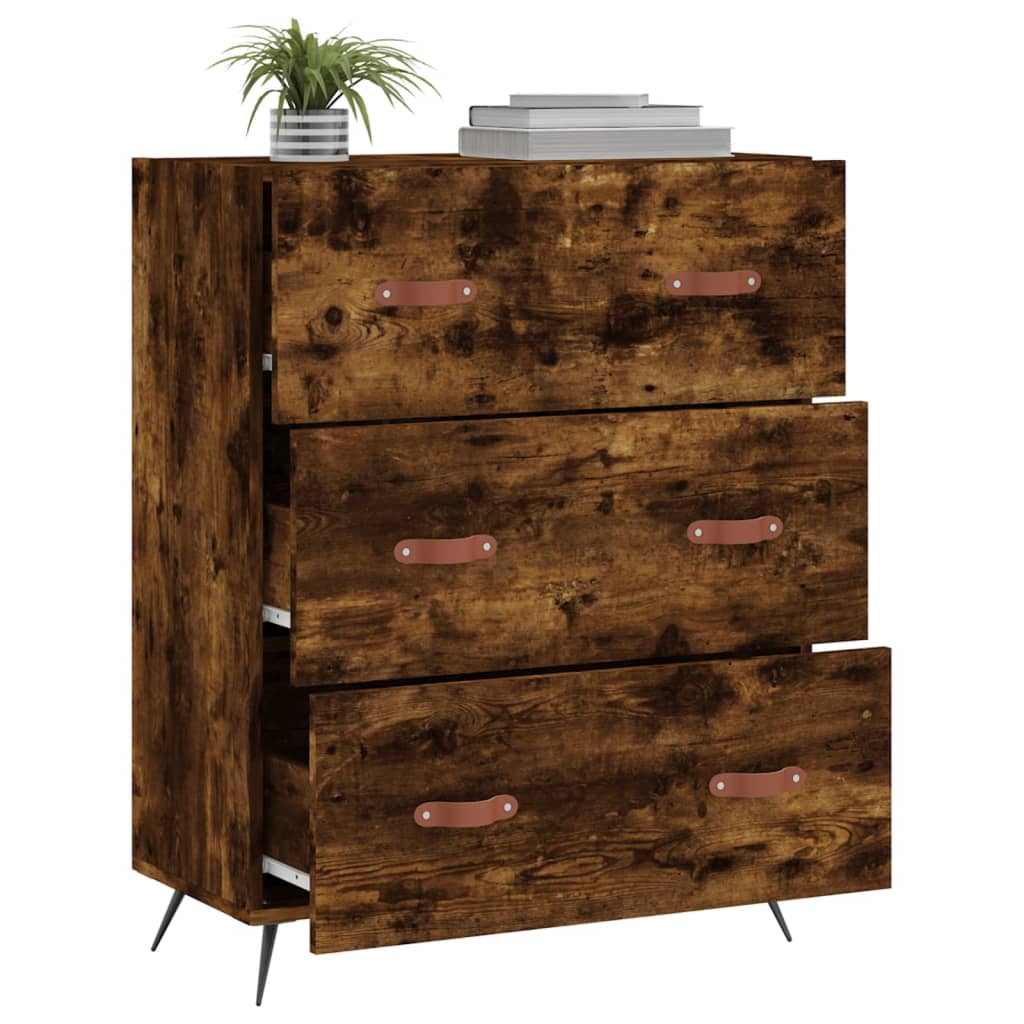 Smoked Oak Chest of Drawers 69.5 x 34 x 90 cm Engineered Wood