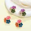 Temperament sweet metal dripping oil flower stud earrings small fresh vacation style earrings high-end earrings