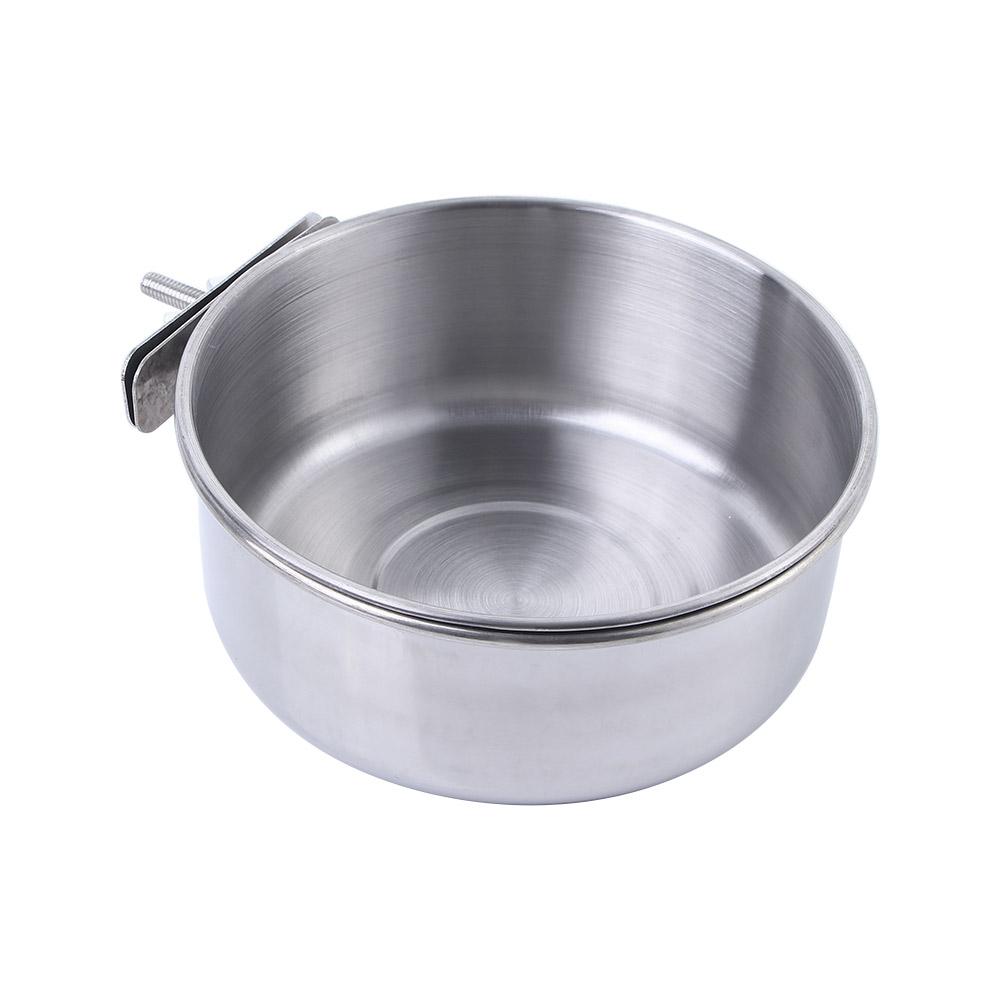 Pet Hamster Hanging Stainless Steel Clamp-on Water Drinker Cage Cup Parrot Feeding Bowl Bird Feeder