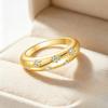 Classic Octagonal Star Zircon Gold Ladies Fashion Ring-Party Eye-catching Jewelry