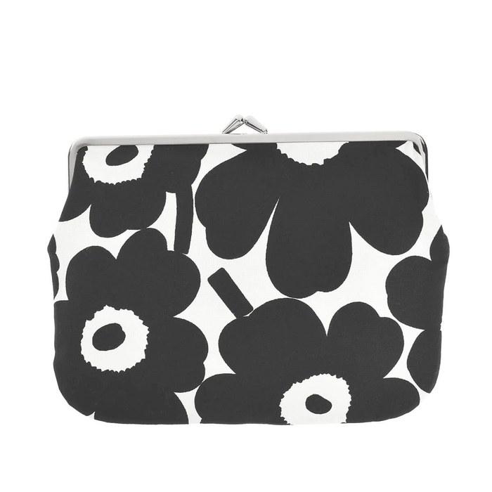 Marimekko Pouch Cosmetic Pouch Women Unikko Drawstring Puolikas Kukkaro Mini Unikko 91497 190 (75054 190) Black x White