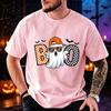 Men Women Funny Boo Cool Ghost Print T‑Shirt Trick or Treat Graphic Tees Halloween Party Costume Tops Spooky Season Gift T‑shirt
