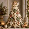 Vintage Stil DIY gesteppter Weihnachtsbaum Bausatz Handarbeit Anfängerfreundlich 3D Tisch-Weihnachts-Nähset Weihnachtsmann Mädchen