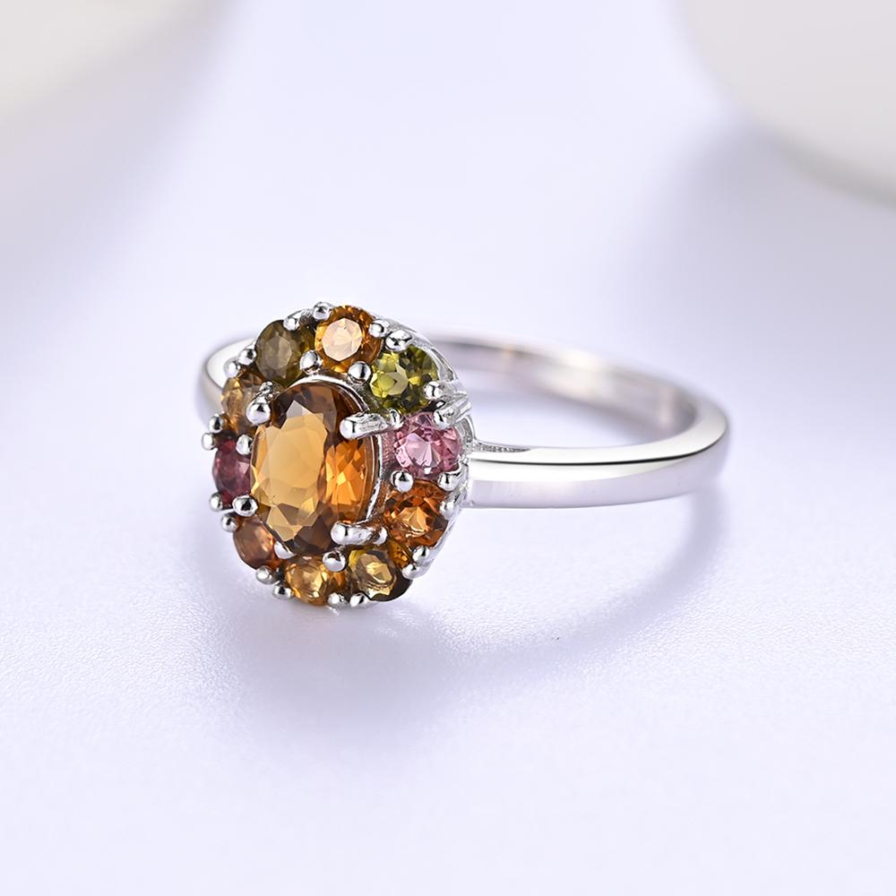 Splendido set di gioielli raffinati in argento sterling 925 con gemme di tormalina naturale colorata per feste da donna e outfit quotidiani