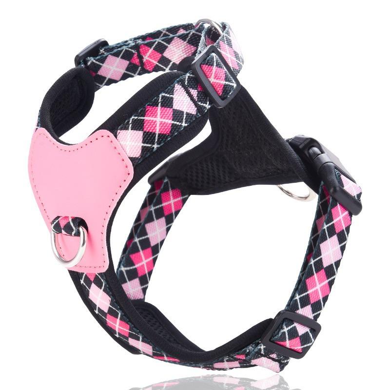 Adjustable Size Reflective Polyester Vest-Style Chest Harness Set Fashion Dog Leash Button Anti-Escape Pet Supplies Cross-Border