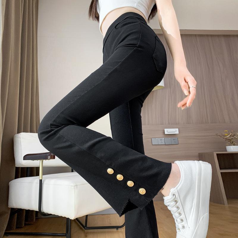 Slit Bell-bottom Pants for Women In Summer New Irregular and Versatile Slightly Slim-fit Fit Straight Casual Pants
