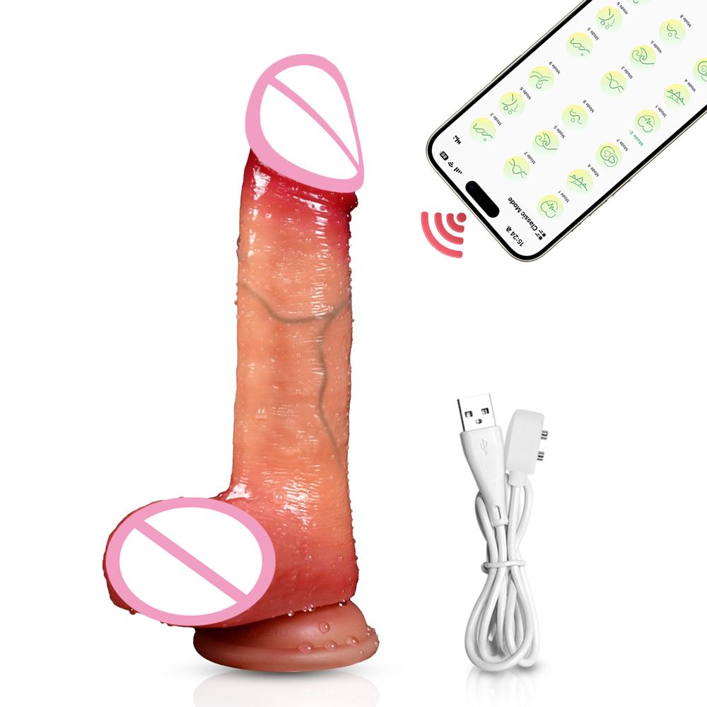 Remote Control Realistic Thrusting Dildo for Women Liquid Silicone Anal Big Penis With Suction Cup Skin Feeling Vibrator Sex Toy