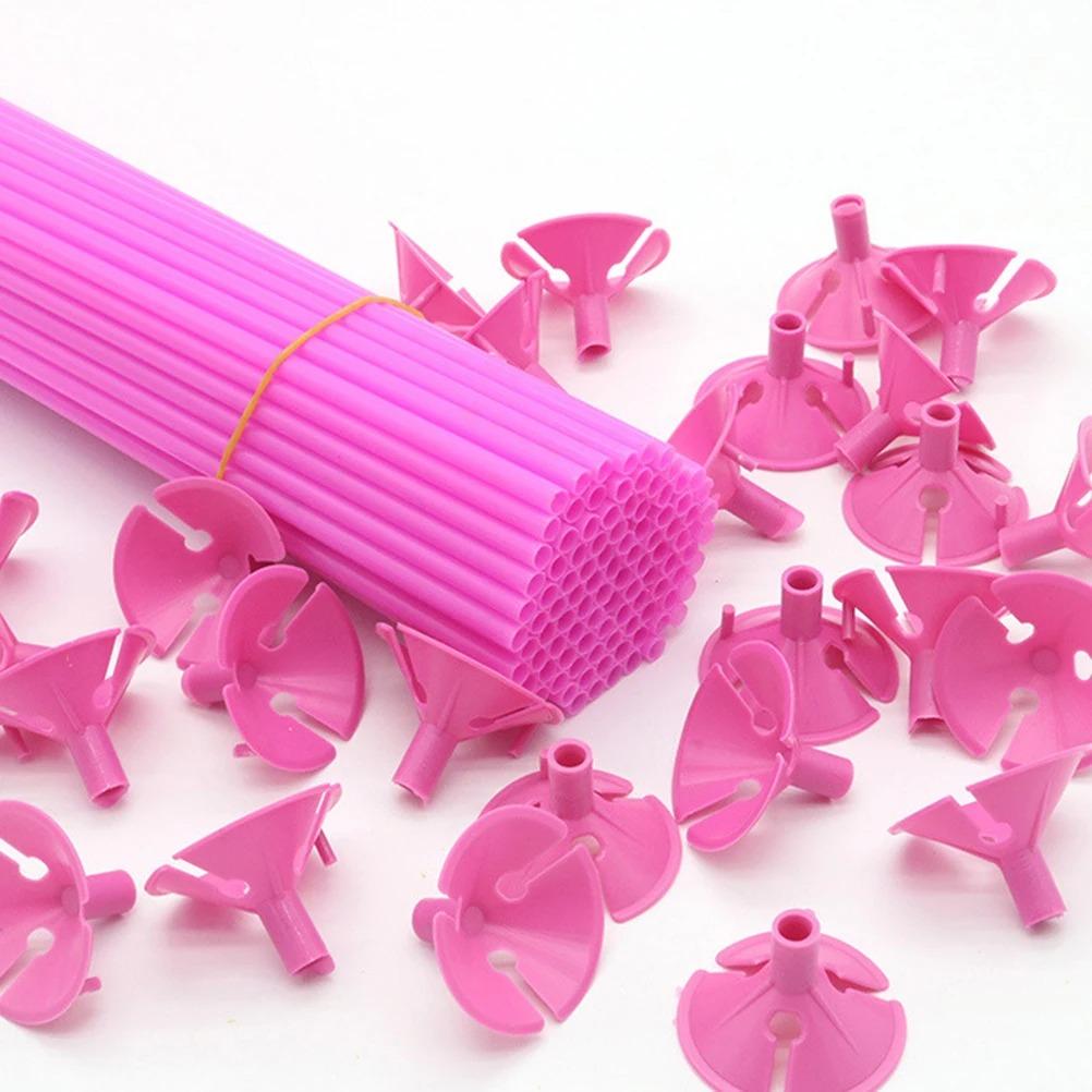 Set 100 Balloon Sticks Reusable Holders With Cups For Wedding Bridal Shower Graduation Carnival Decoration Plastic Stick
