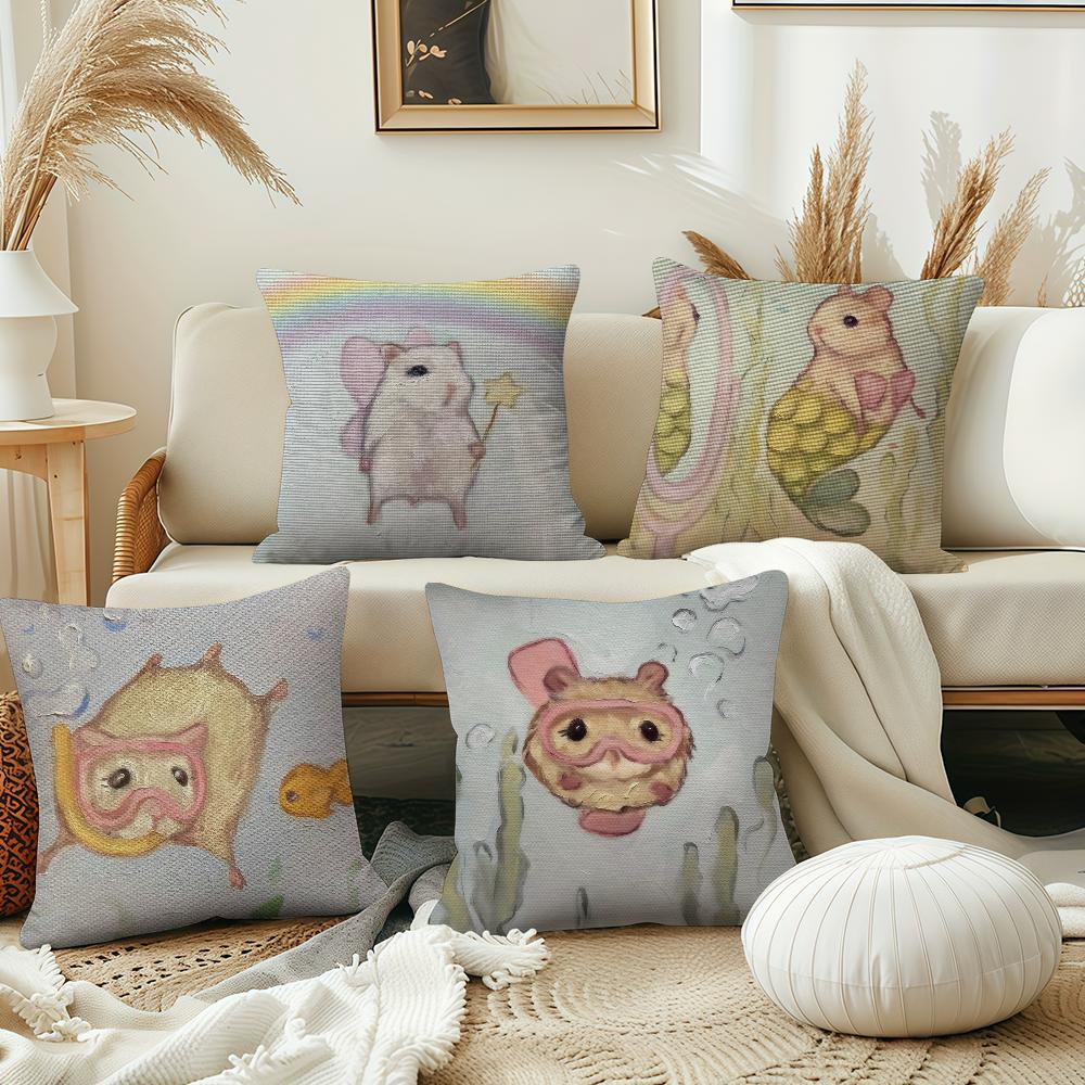 Funny cute Cartoon Hamster cushion cover Pillow Cover Decoration Room Home Sofa living Office Car Nordic Simplicity