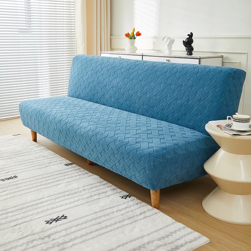 Solid Color 3D Jacquard Foldable Bean Bag Sofa Bed Cover, Non-Slip, Stain-Resistant, Armless Design