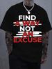 Unisexs Casual Tshirt Find A Way Not An Excuse Enhance Dark Gray With Red And White Font Round Neck Short Sleeve Plus Size
