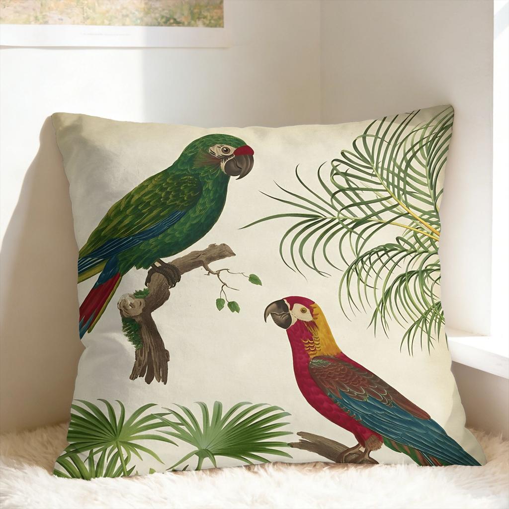 Tropical Parrot Palm Pillow Cover Square Cushion Cover Fashion Pillow Case For Living Room Bed Chair