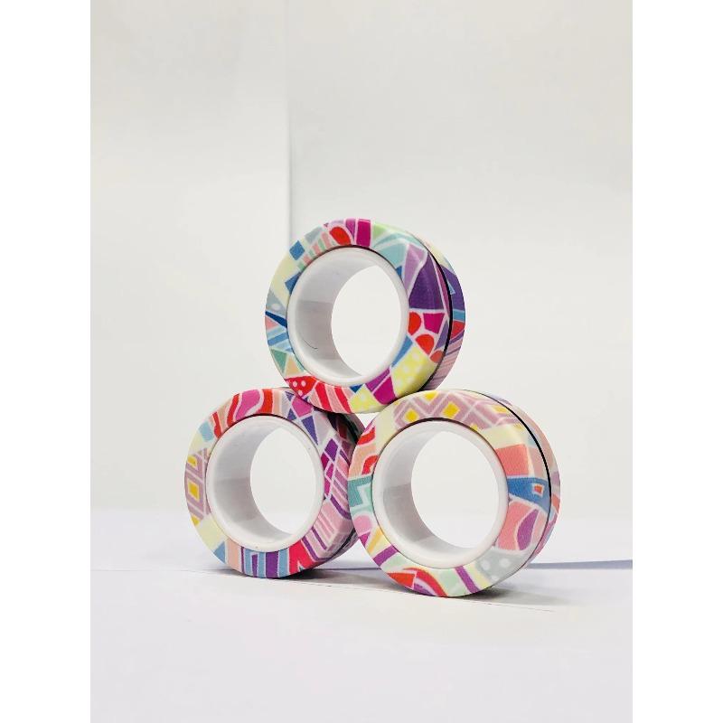 3pcs Anillos Magnéticos para Dedos Coloridos Set de Juguetes Fidget Imanes para Adultos Anillos Giratorios para Aliviar el Estrés Alivio de la Ansiedad Terapia